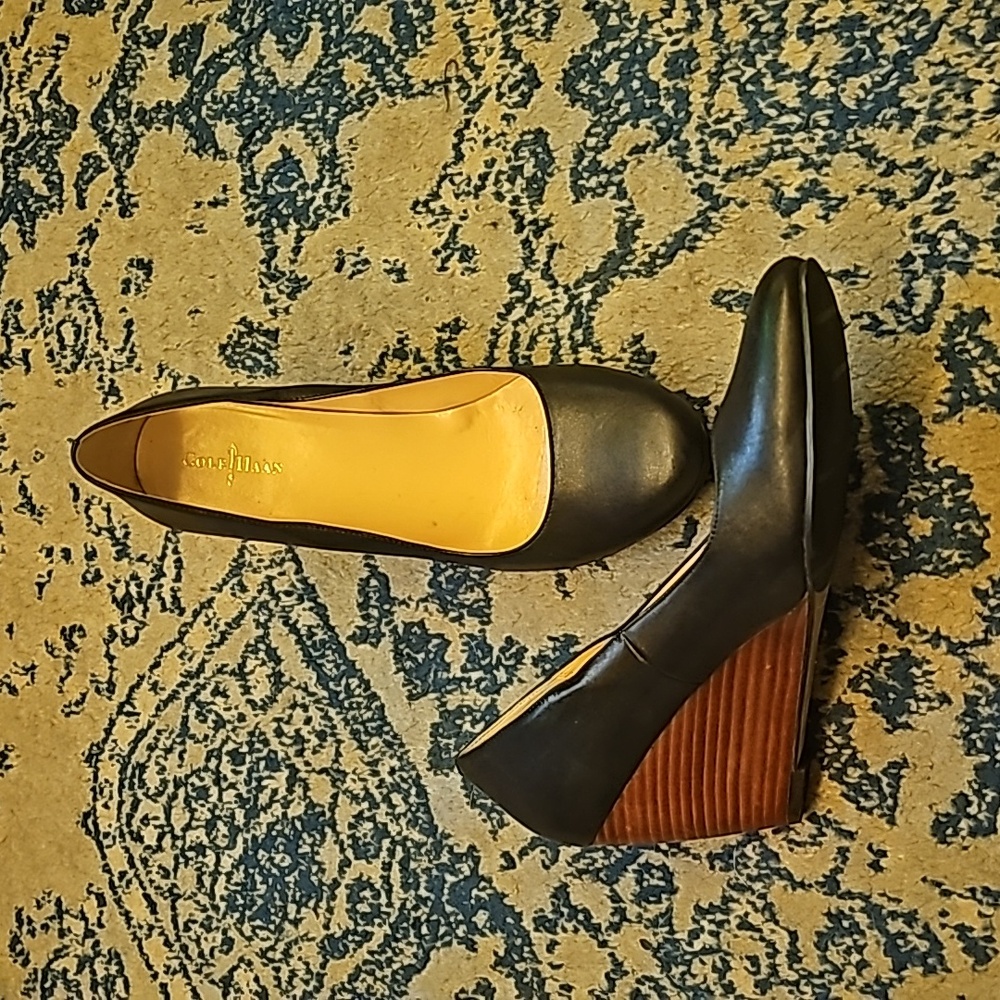 Cole Haan Black and Brown Business Wedge Shoes